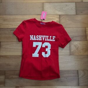 Edikted Red Tee with White Nashville Print